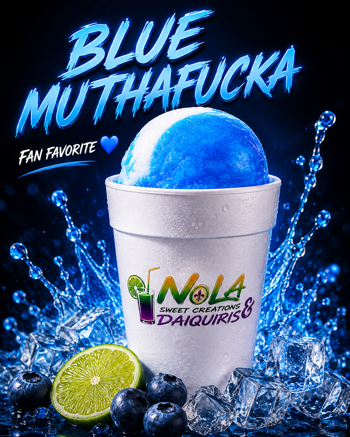 Blue Muthafucka boozy water ice — fan favorite
